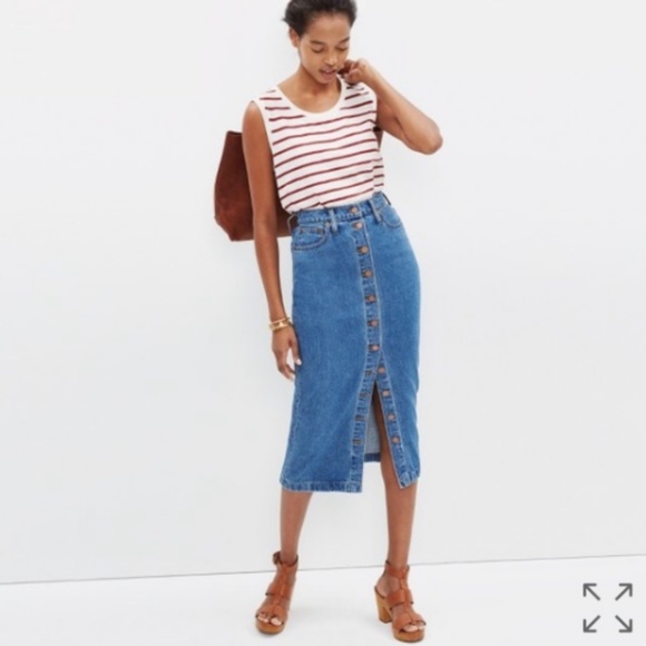 madewell Dresses & Skirts - Madewell Midi Jean Skirt NWT Button Front Size 31
